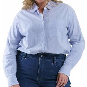 NEW JILL MCGOWAN kat shirt in blue seersucker